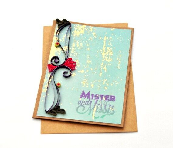 Quilled Anniversary Card: Mr and Mrs, Handmad...