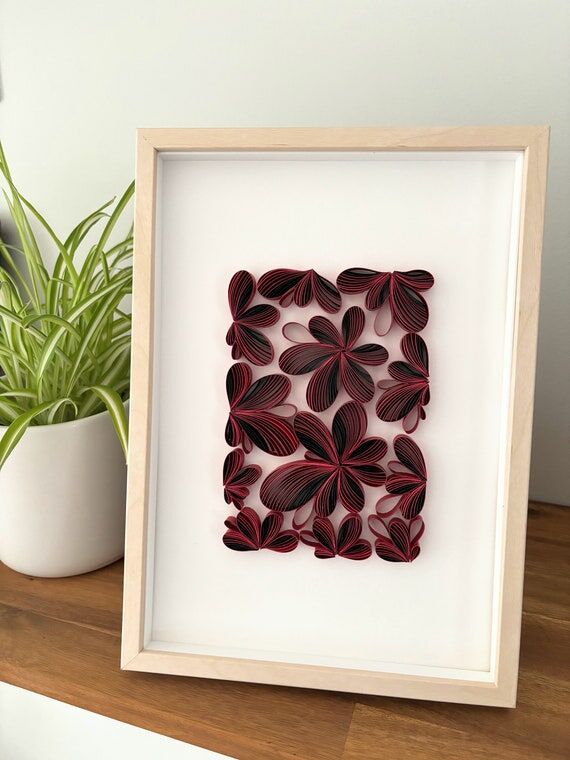 Red Contemporary Floral Wall Art | Handmade G...