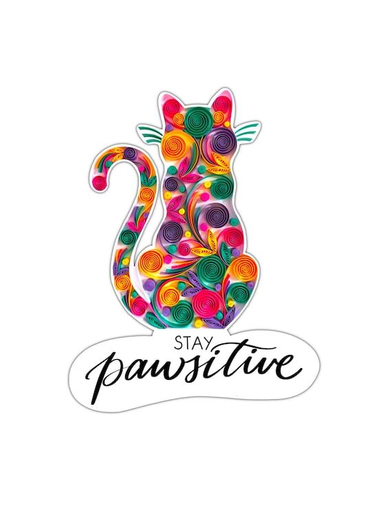 Stay Pawsitive Cat Sticker: Waterproof Vinyl ...
