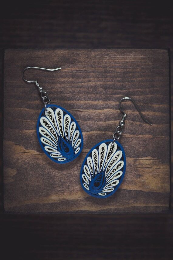 Peacock Feather Paper Quilled Earrings – Pe...