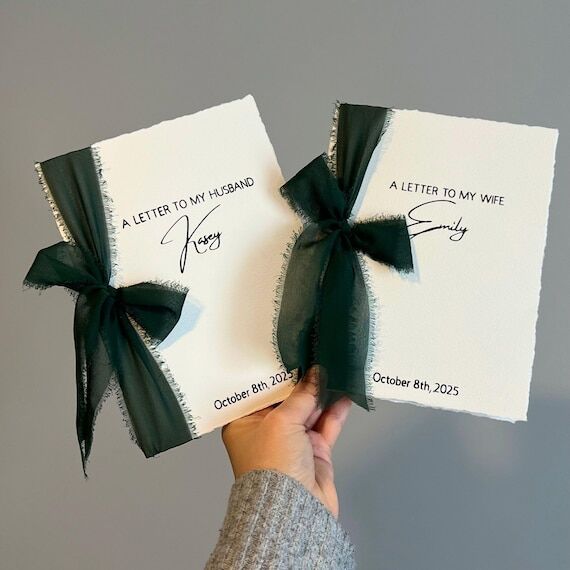 Personalized Vow Books Set of 2 Handmade Pape...