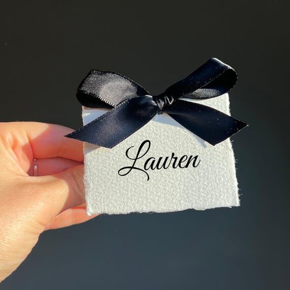 Wedding Folded Place Cards with Satin Ribbon ...