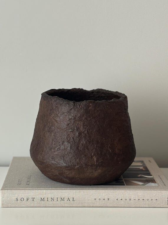 Wabi-Sabi Pottery Brown Tones Vase ,Rustic De...