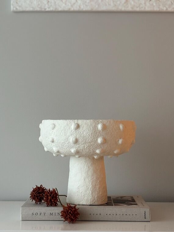 Handcrafted Paper Clay Pedestal Bowl: Japandi...