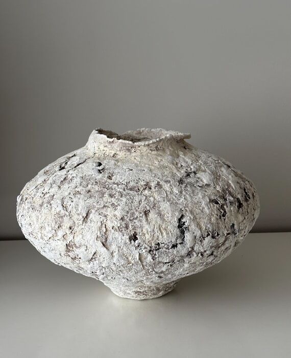 Wabi Sabi Paper Clay Vase: Large Neutral Hand...