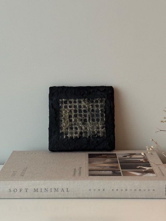 Wabi Sabi Abstract Art: Mixed Media Square Ca...