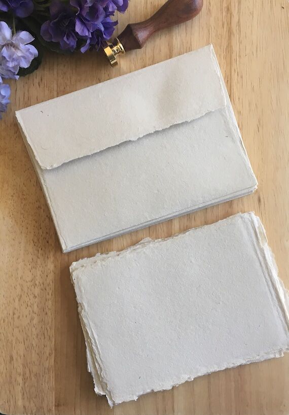 A2 Card & Envelope Handmade Deckle Edge Paper...