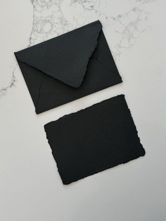 A7 Black Deckled Edge Paper Invitation Envelo...