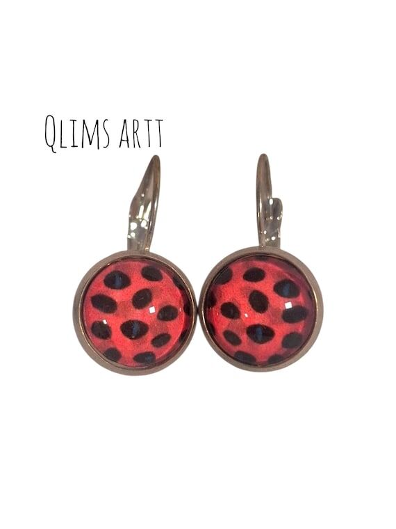 Handmade Dangle Earrings 12mm Glass Cabochon ...
