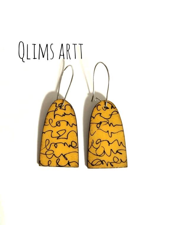 Hand-Painted Paper Dangle Earrings: Lightweig...