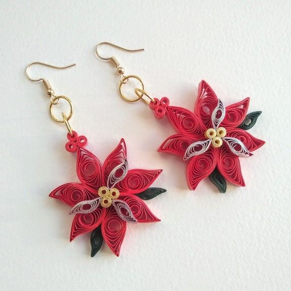 Handmade Paper Quilled Christmas Poinsettia E...