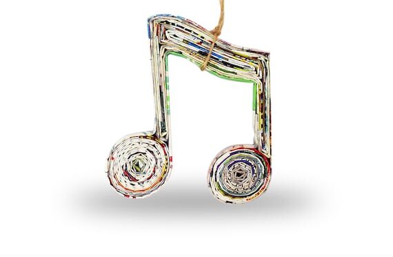 Double Music Note Handmade Ornament – Recyc...