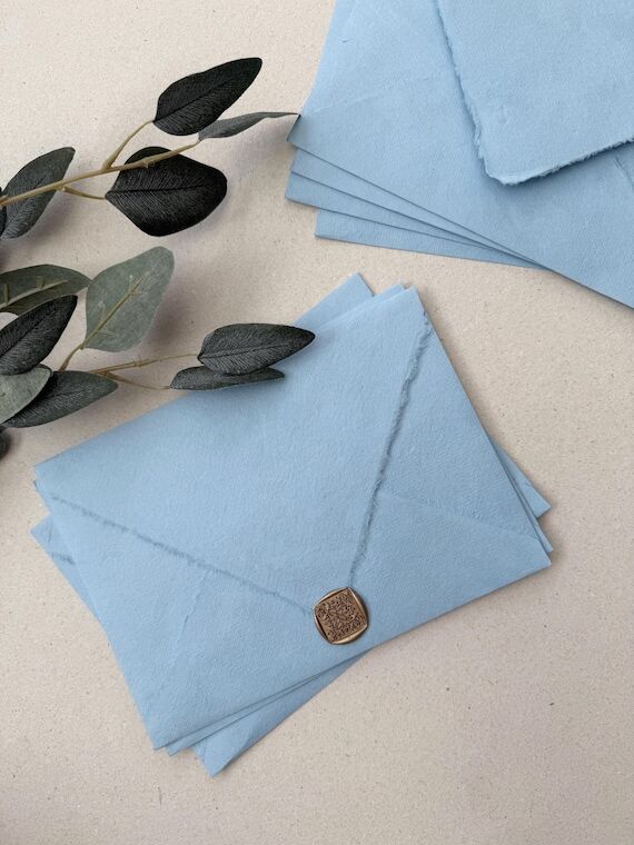 C5 Sky Blue Deckled Edge Wedding Envelopes | ...