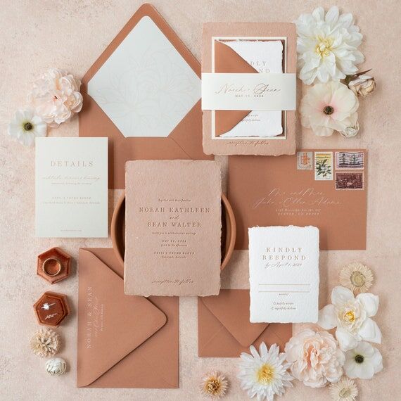 Modern letterpress wedding invitations / wedd...
