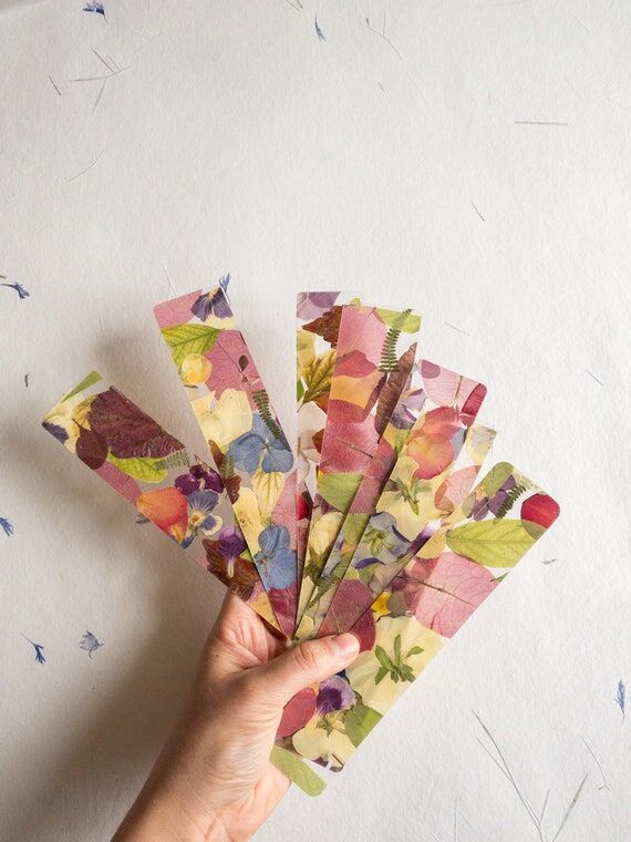 Transparent pressed flower bookmark, mixed fl...