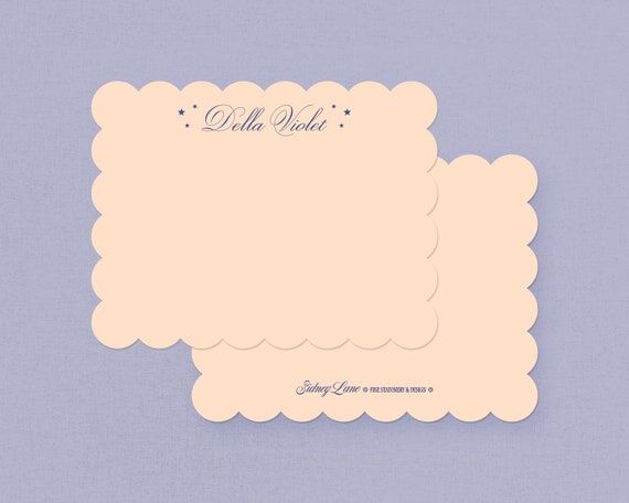 Peach and Blue Stars Scalloped Custom Station...