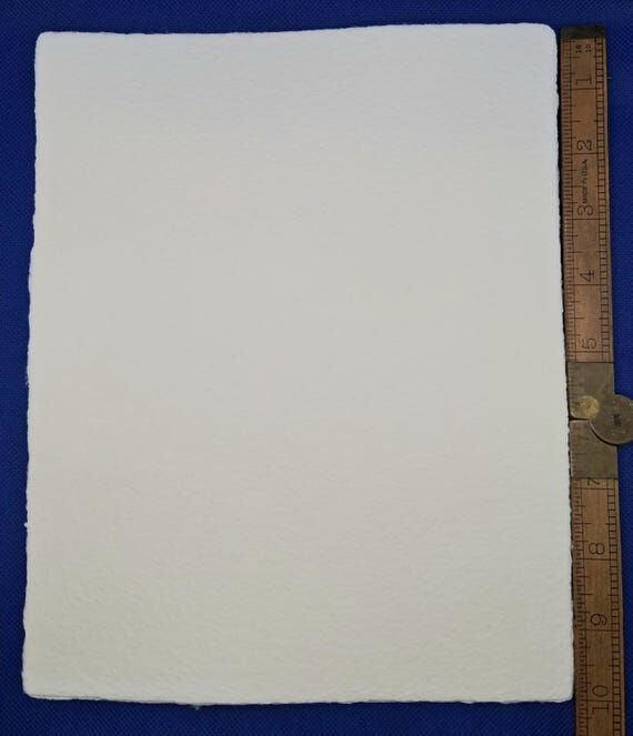 8x10 inch handmade natural white deckled edge...