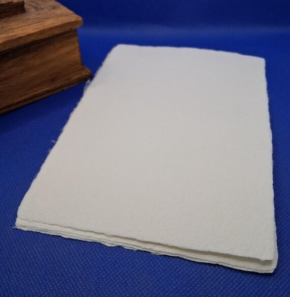 5x7 inch handmade natural white deckled edge ...