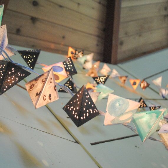 Origami Paper Light Garland - MOON - Handmade...