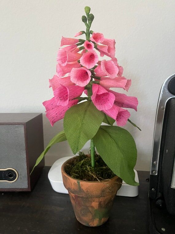 Foxglove paper flower arrangement with a vase...
