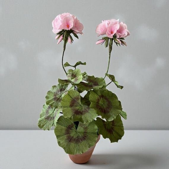 Handmade Paper Pink Geranium Plant: Pink Flor...