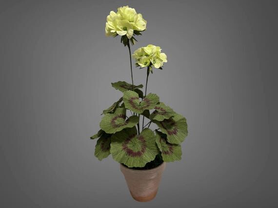 Handmade Paper Geranium Plant: Light Green Fl...