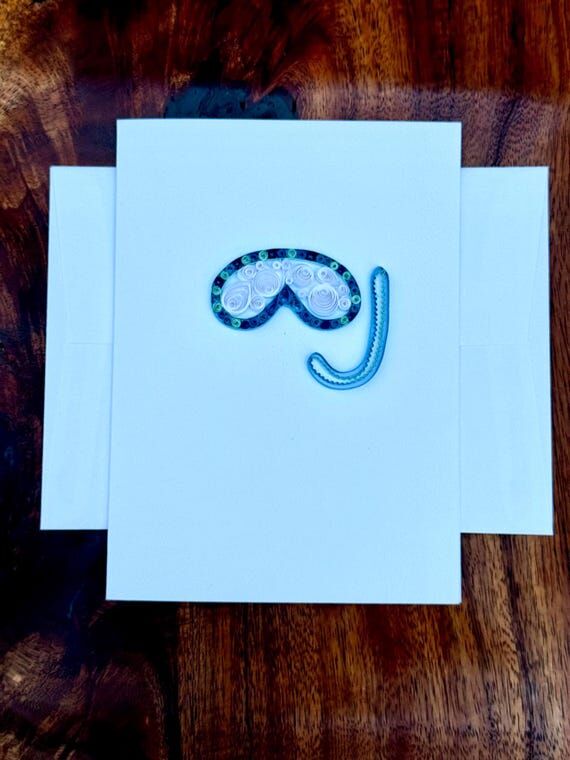 Handmade Snorkel & Mask Quilled Card: Beach L...