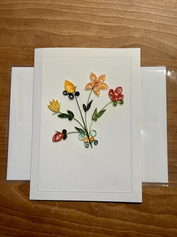 Handmade Quilled Flower Card: Paper Art Greet...