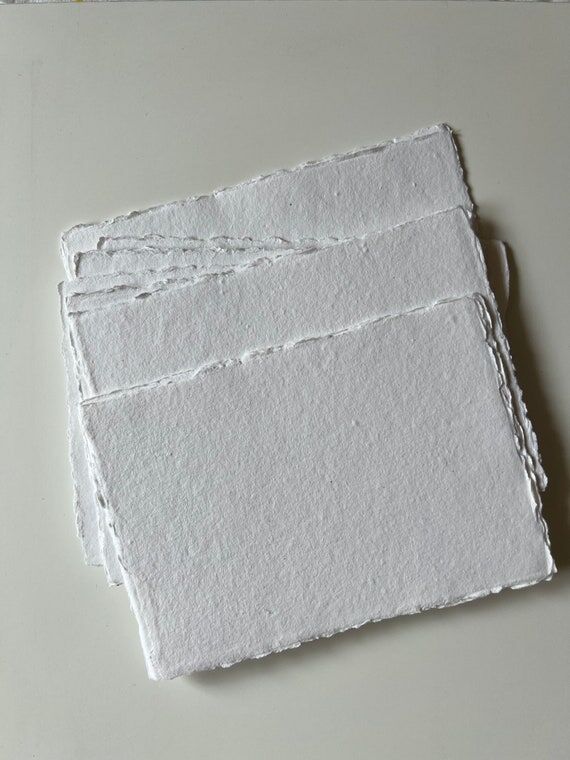 25 5 (No Social Media) 7 inch White Cotton Rag Deckled Edge P...