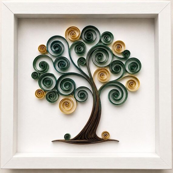 Paper Quilling Tree of Life Art | Green Gold ...