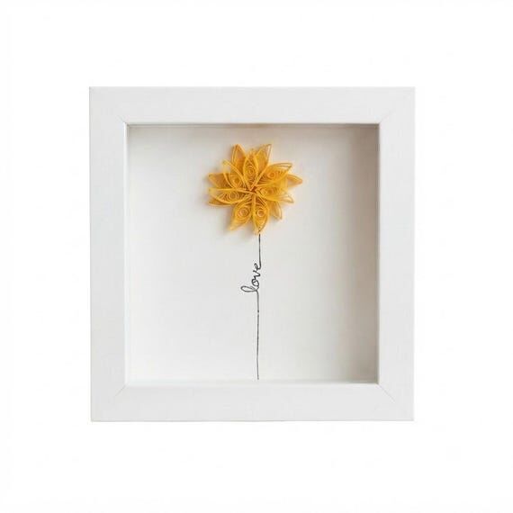 Handmade Quilled Paper Flower Art – Yellow ...