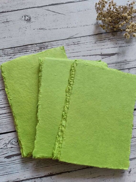 Light Green Khadi cotton rag paper, A4(20 (No Social Media) 3...