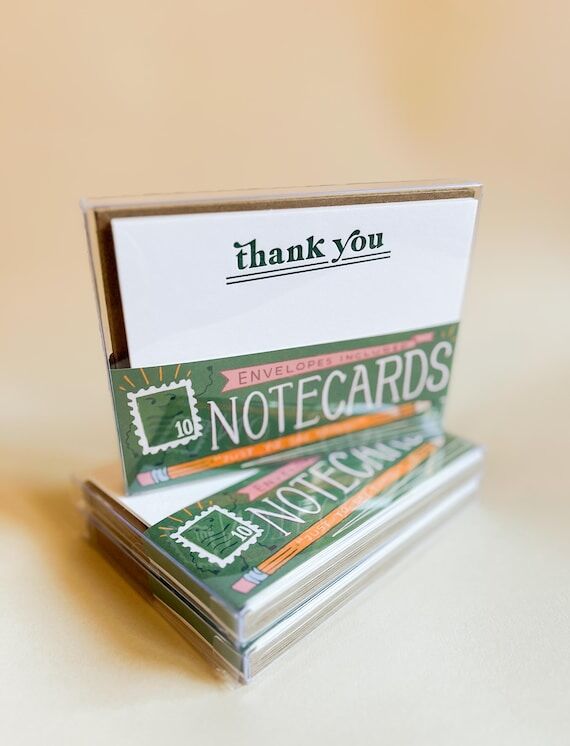 Letterpress Thank You Notecard Set: Vintage M...