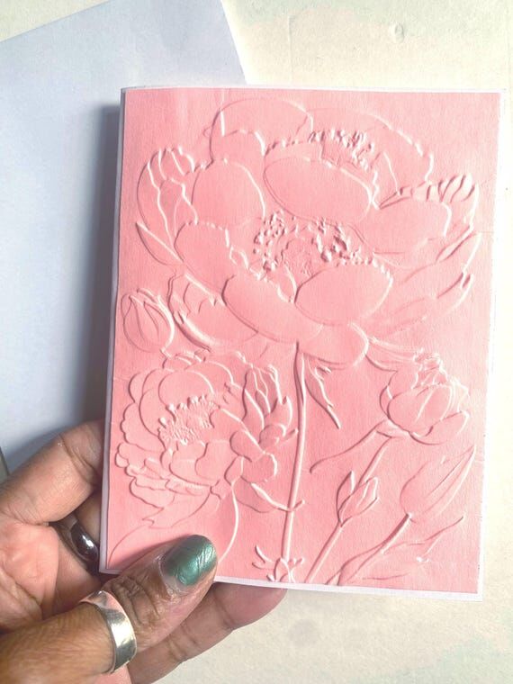 Peony #1 Floral Embossed Card, Choose a color...