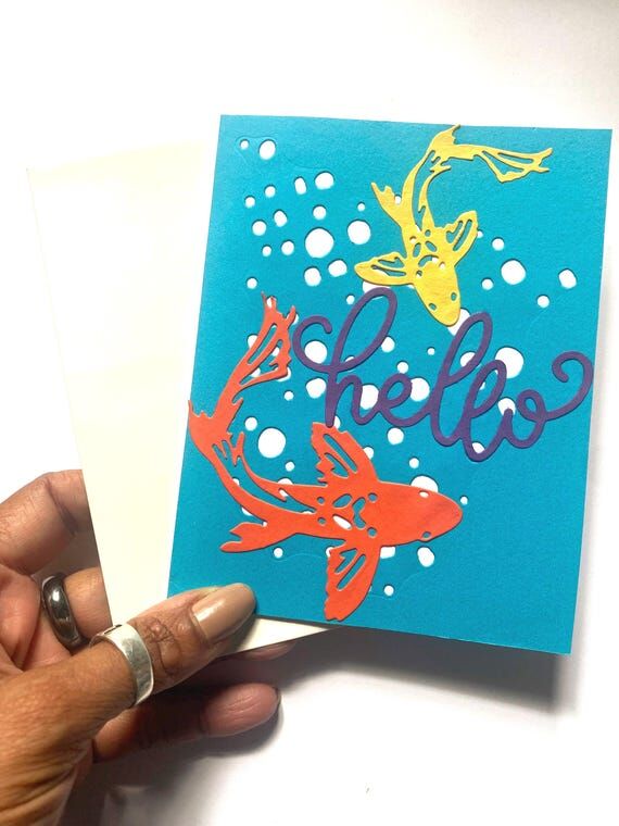 Koi Fish Hello Card, 4.25" (No Social Media) 5.5"...