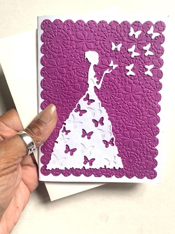 Butterfly Girl Embossed Background Card, Choo...
