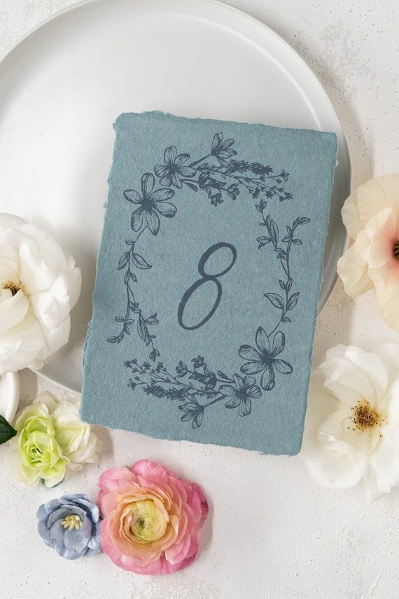 Dusty Blue Floral Table Numbers...