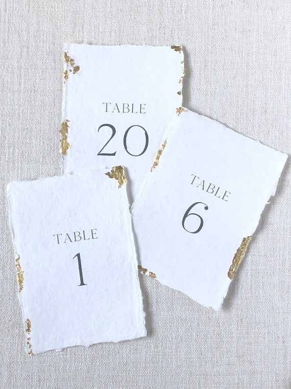 Gold or Silver Leaf Table Number Signs on Han...