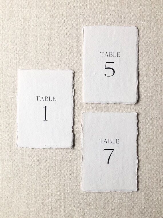 Handmade Paper Table Number Signs...