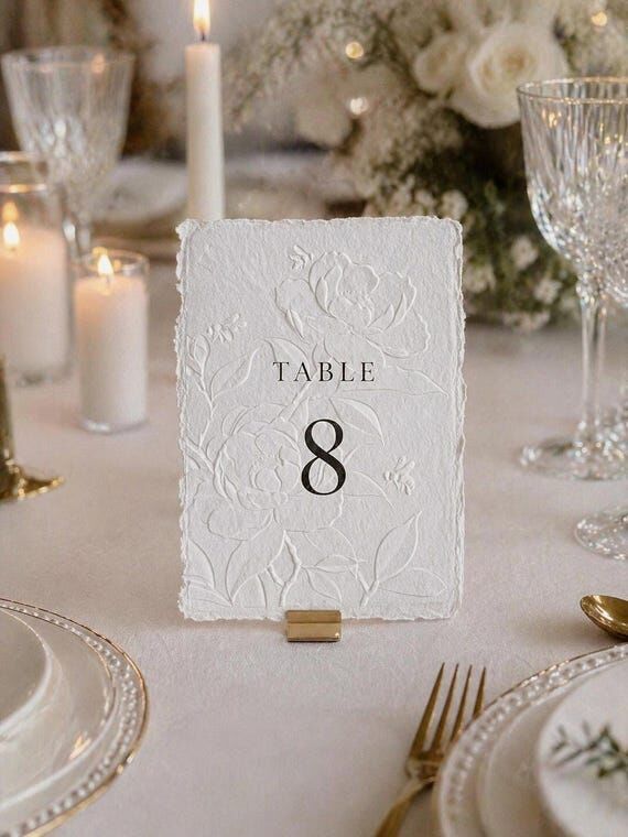 Elegant Wedding Table Number Card, on cotton ...