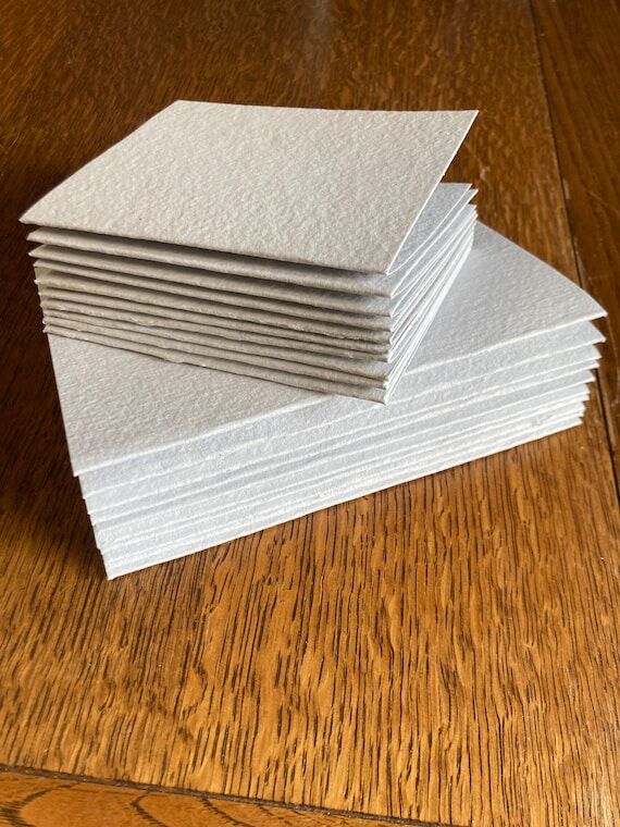10 blank handmade recycled watercolor paper c...
