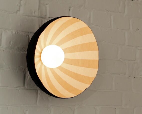 Handmade Paper Mache Wall Sconce: Striped Mod...