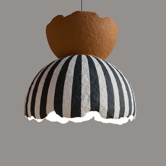 Paper mache lamp, dress shape, medium size....