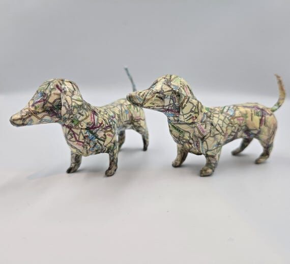 Personalized Dachshund Figurine – Map Art D...