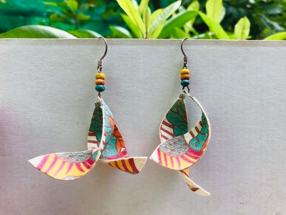 Leaf drop earrings, Boho style, birthday gift...