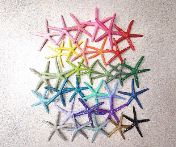 Handmade Glittered Single Starfish: Coastal D...