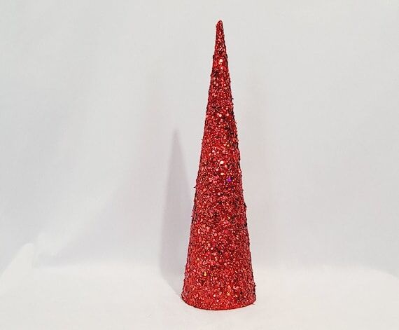 Handmade Ruby Red Glitter Tree: Party Centerp...