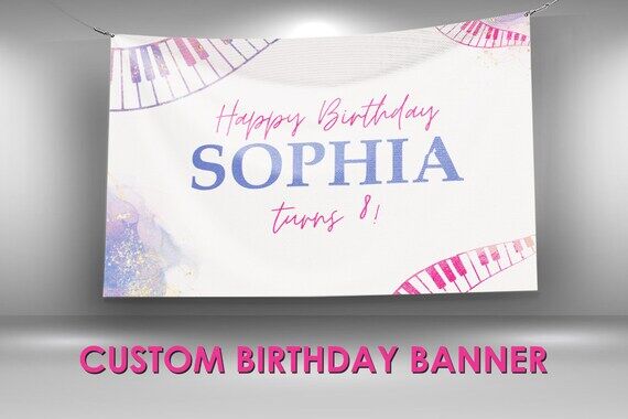 Piano Birthday Vinyl Banner, Musician Party B...