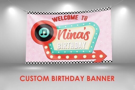 50s Diner Birthday Banner, Retro Diner Party ...