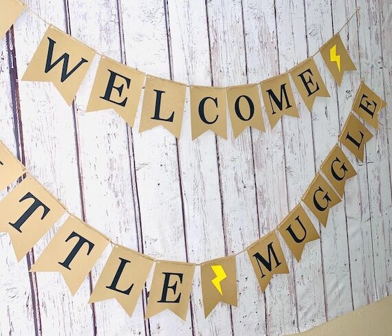 Burlap Wizard Banner: Baby Shower Muggle Part...